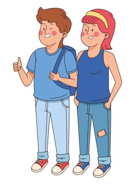 Gençler arkadaşlar gülümseyerek ve tebrik