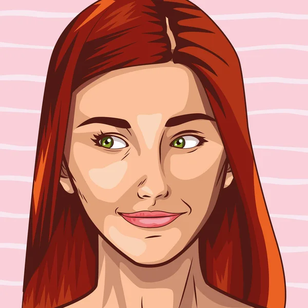 Pop art belle femme visage dessin animé — Image vectorielle