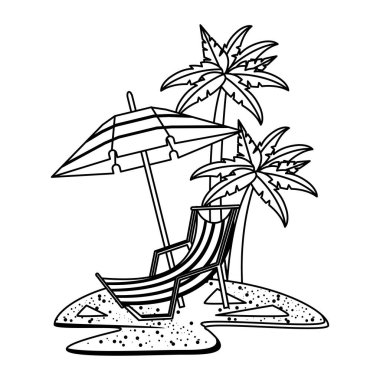 Yaz seyahat ve siyah beyaz tatil karikatürler