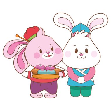 Orta sonbahar festivali karikatürler Tavşanlar