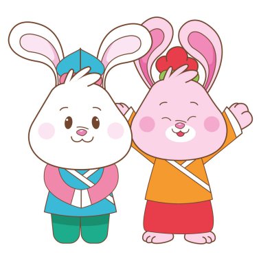 Orta sonbahar festivali karikatürler Tavşanlar