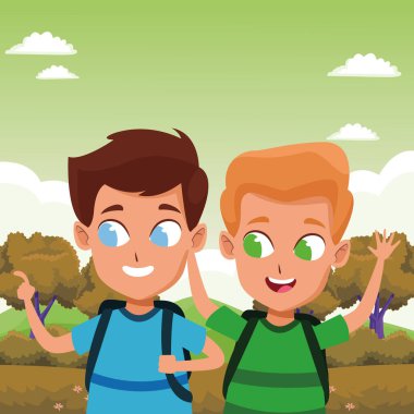 çocukluk sevimli okul öğrencileri karikatür