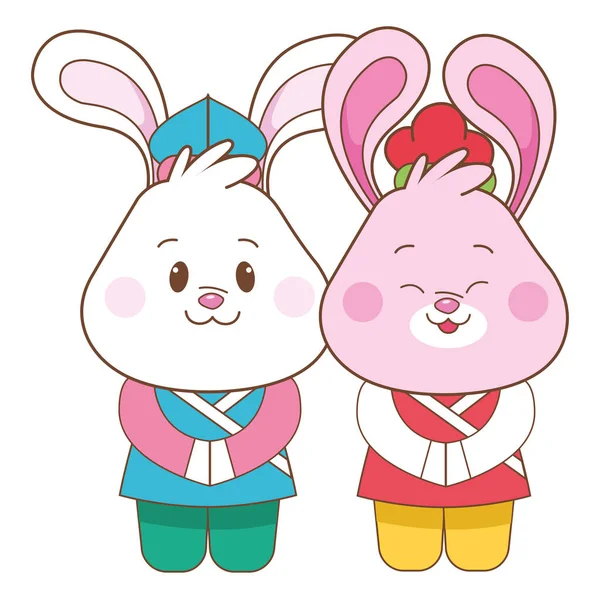 中秋祭りの漫画のウサギ — ストックベクタ