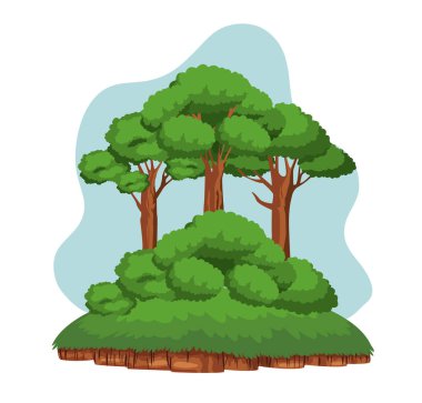 toprak bir parça üzerinde ağaçlar ve shruberry