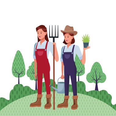 çiftlik, hayvan ve çiftçi karikatür
