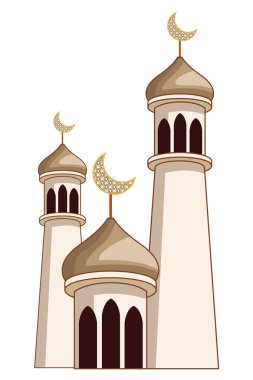 Eid mubarak towers with quarter moon clipart