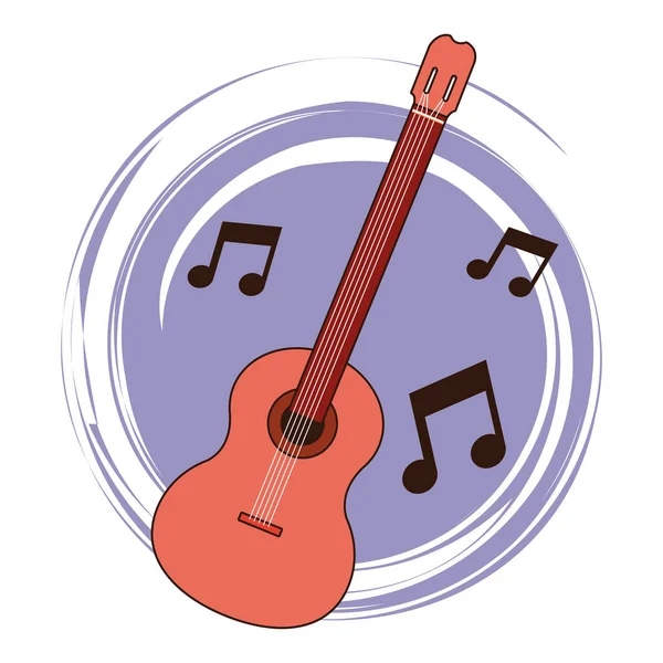 Guitare acoustique instrument de musique dessin animé — Image vectorielle