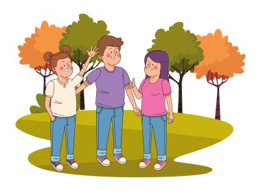 Gençler arkadaşlar gülümseyen ve eğlenmek