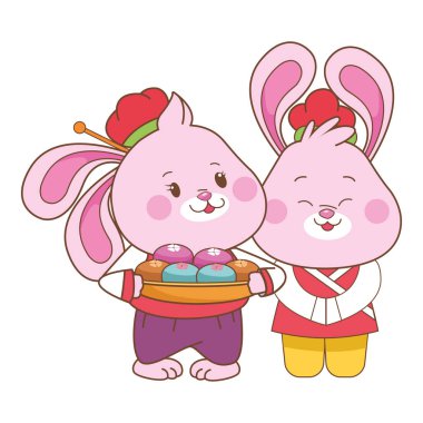 Orta sonbahar festivali karikatürler Tavşanlar