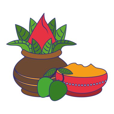 Ugadi festivali ot karikatürleri mavi çizgiler sunuyor