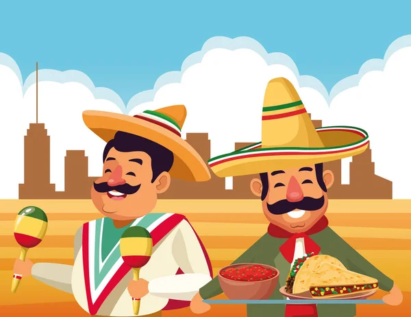 Cultura tradicional mexicana icono de dibujos animados — Vector de stock