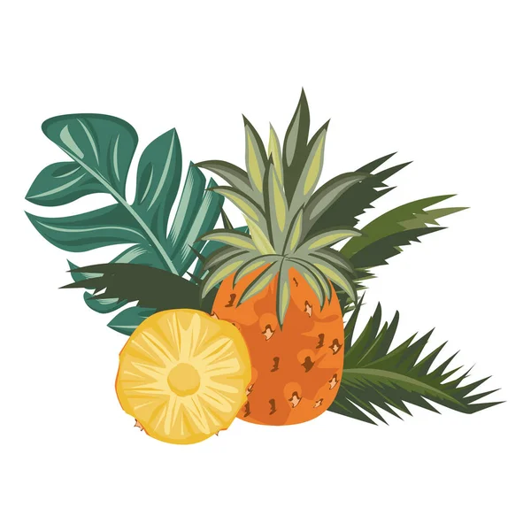 美味的新鲜柑橘菠萝卡通片 — 图库矢量图片