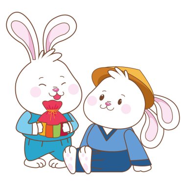 Orta sonbahar festivali karikatürler Tavşanlar