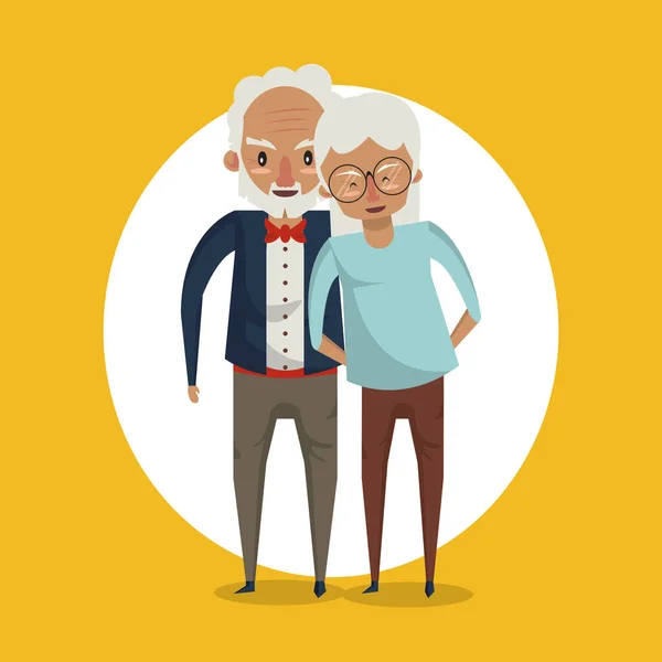 美丽的老年夫妇微笑卡通 — 图库矢量图片