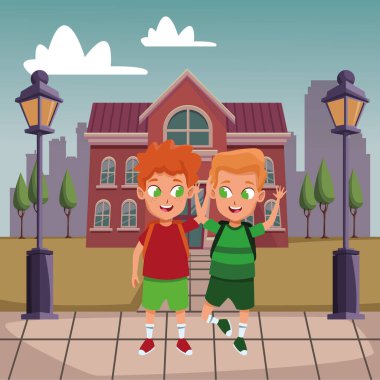 çocukluk sevimli okul öğrencileri karikatür