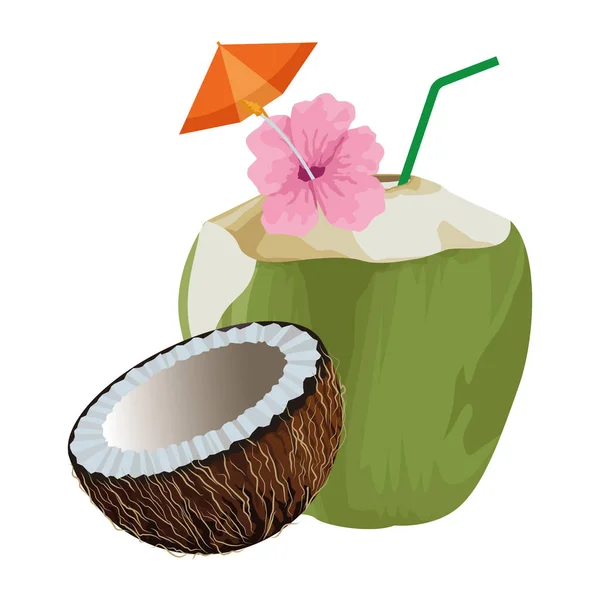 Tropisch fruit cocktail icoon cartoon — Stockvector