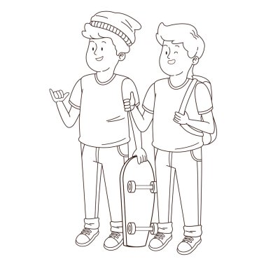 Gençler arkadaşlar gülümseyen ve siyah beyaz tebrik