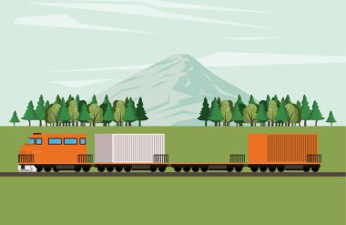 Ulaşım malları lojistik yük treni çizgi filmi