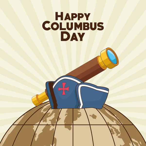 Cartel de la tarjeta del día de Colombus Columbus — Vector de stock