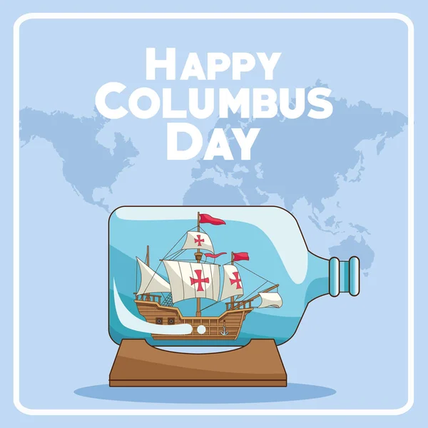 Colombus columbus day card poster — Stock Vector