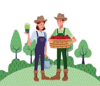 çiftlik, hayvan ve çiftçi karikatür