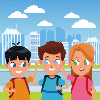 çocukluk sevimli okul öğrencileri karikatür