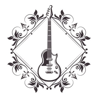 Elektro gitar çizilmiş dövme simgesi