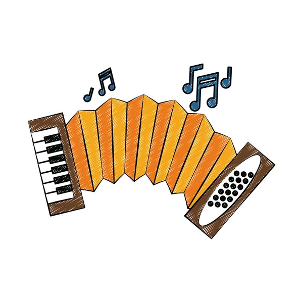 Harmonika zenei eszköz firkál — Stock Vector