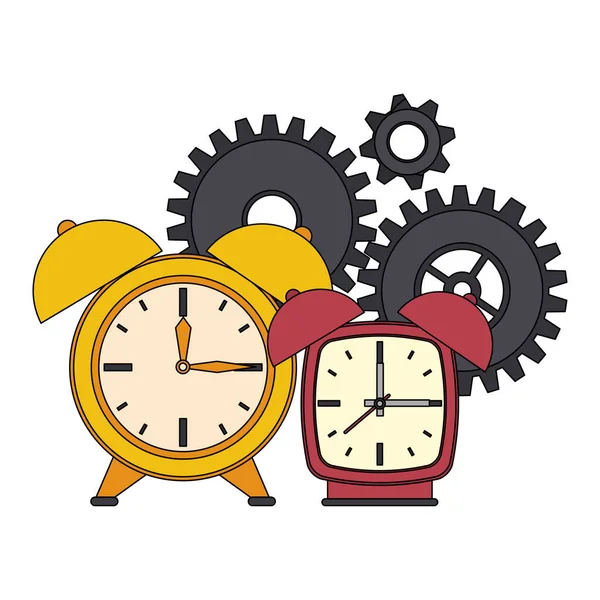 Time clocks watch alarm cartoon — Stock Vector
