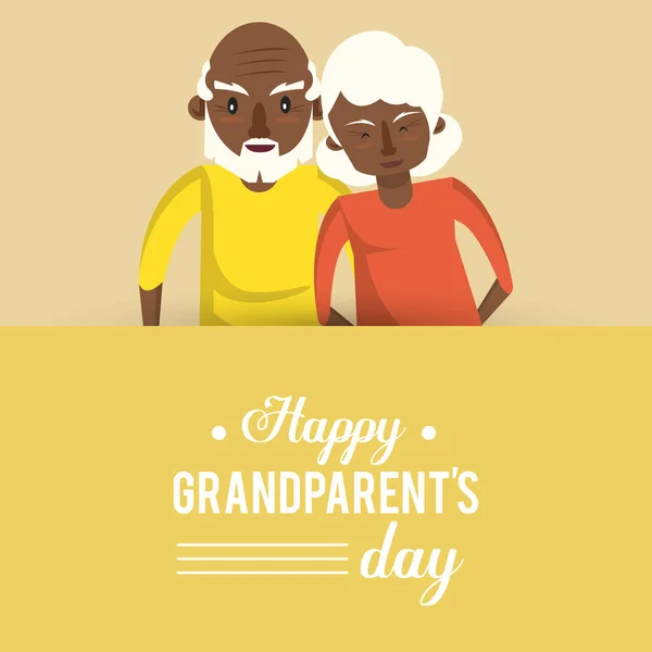 Gelukkige grootouders dag kaart met cartoons — Stockvector