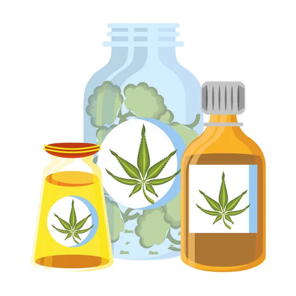 Cannabis martihuana sativa cáñamo dibujos animados — Vector de stock