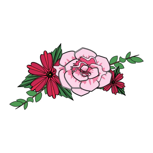 Λουλούδια τροπική Άνοιξη Floral κινούμενα σχέδια — Διανυσματικό Αρχείο