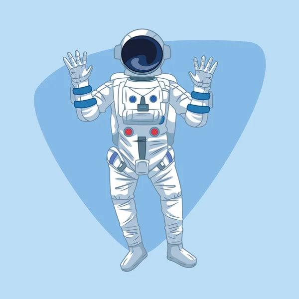 Astronaut over blauwe achtergrond — Stockvector