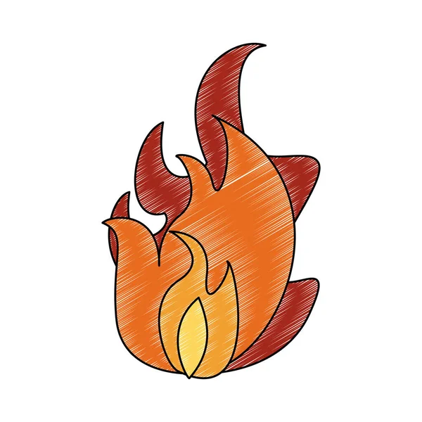 Yangın flamme sembolü karalama — Stok Vektör