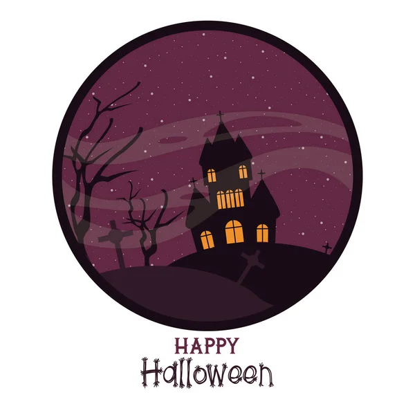 Šťastné halloween sezónní přání s karikaturami — Stockový vektor