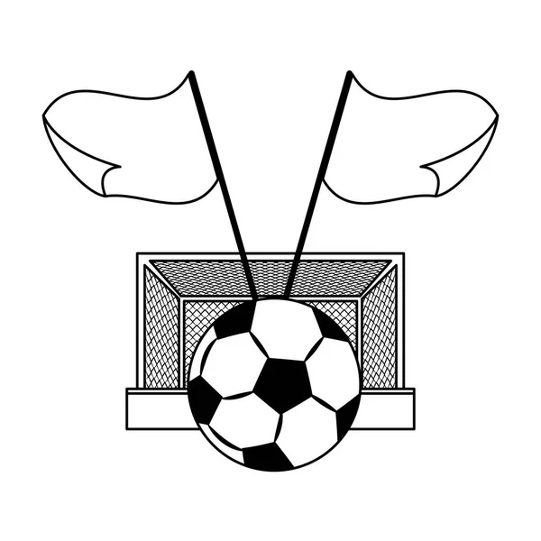 Futebol futebol esporte jogo desenhos animados em preto e branco — Vetor de Stock