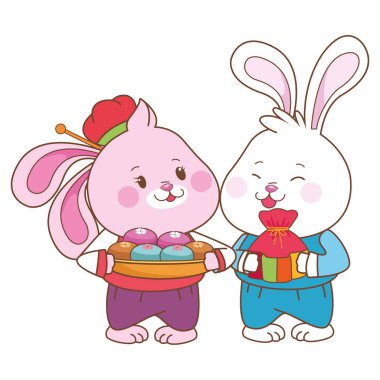 Orta sonbahar festivali karikatürler Tavşanlar