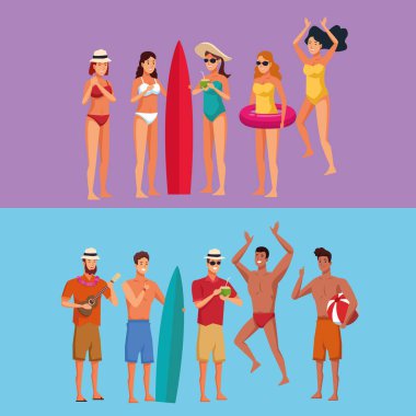 Yaz plajı ve insanlar