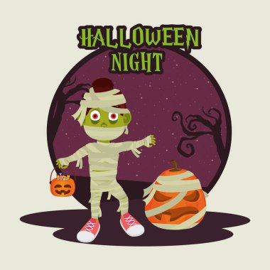 mutlu cadılar bayramı korkunç gece karikatür