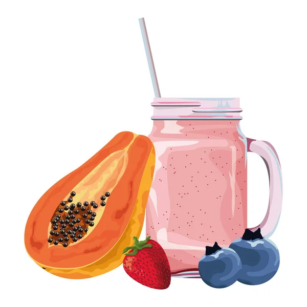 Tropische Früchte und Smoothie-Drink — Stockvektor