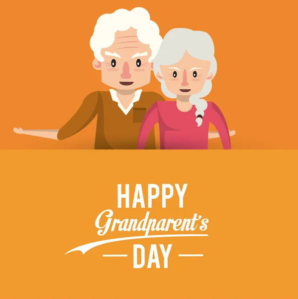 Happy grandparents day card with cartoons — Stock Vector