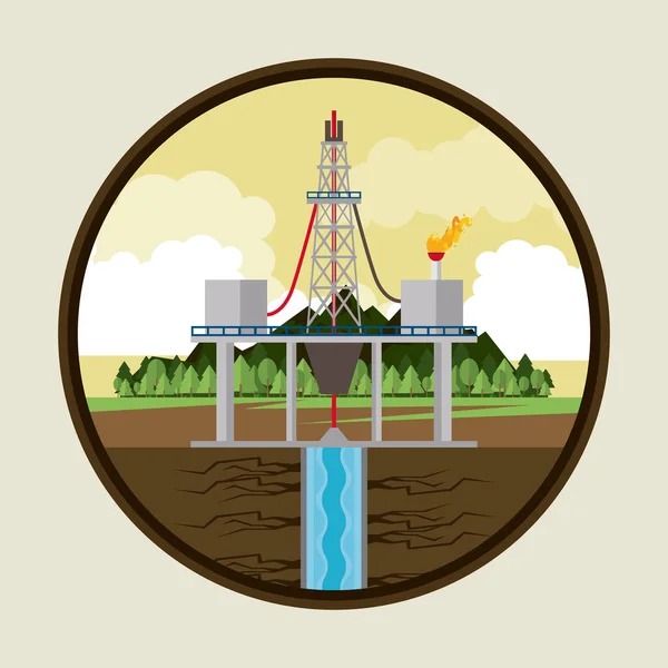 Olja och Petroleum pump rund ikon — Stock vektor
