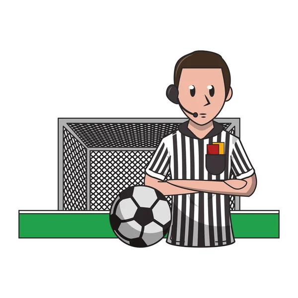 Fotbalový rozhodčí sportovní karikatury izolované — Stockový vektor