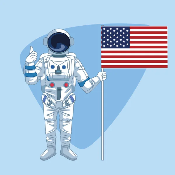 Astronaut over blue background — Stock Vector