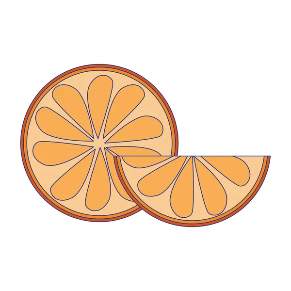 Naranja rebanadas frutas dibujos animados aislados — Archivo Imágenes Vectoriales