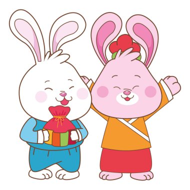 Orta sonbahar festivali karikatürler Tavşanlar