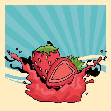 Çilekli ve ferahlatıcı içecek sıçraması.