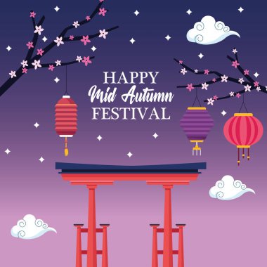 orta sonbahar çin festivali karikatür