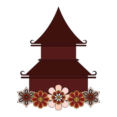 çin oryantal asya bina karikatür