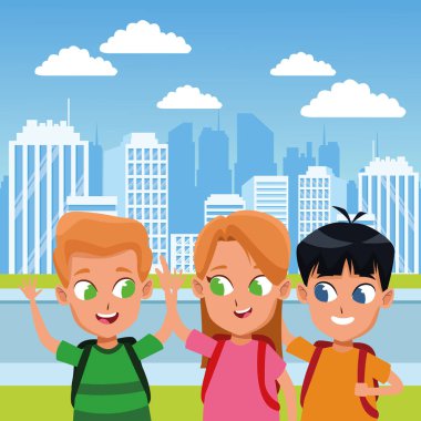 çocukluk sevimli okul öğrencileri karikatür